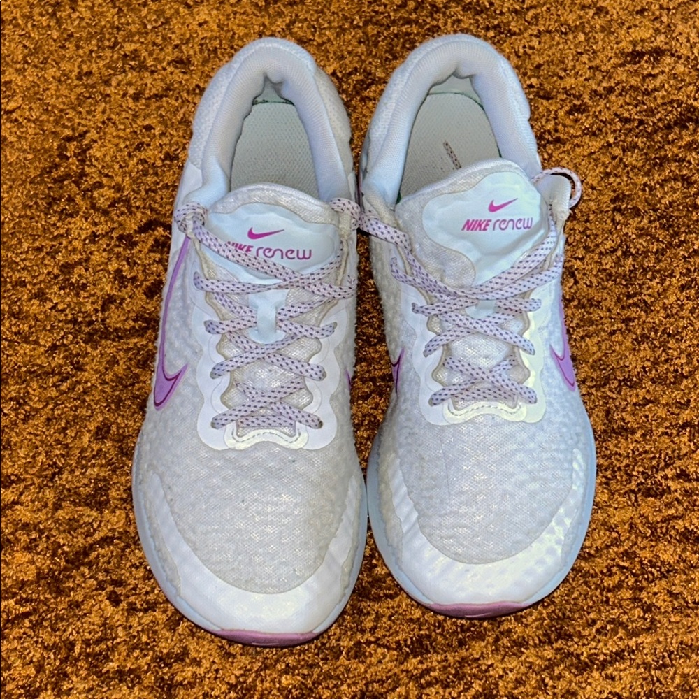Nike Renew White and Purple Athletic Shoes